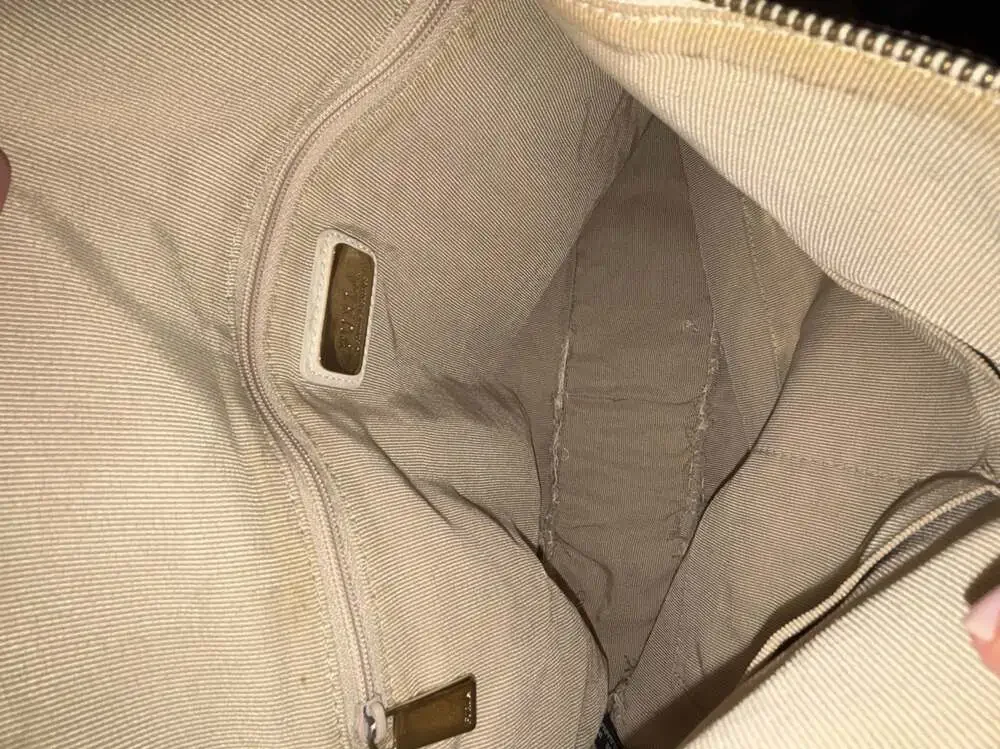 Furla White Pebbled Leather Hobo Shoulder Bag with Gold-Tone Hardware